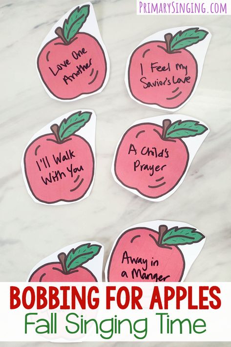 Fall Primary Singing Time Ideas, Fall Singing Time Ideas, Lds Singing Time Ideas, Apples Printable, Lds Primary Singing Time, Fall Festival Games, Festival Games, Primary Chorister, October Activities