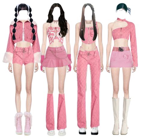 3 Member Kpop Outfits, Celana Jogger Wanita, Preppy Chic Outfits, Pink Denim Skirt, Plant Styling, Korean Outfits Kpop, Itzy Kpop, Kpop Concert Outfit, Preformance Outfits