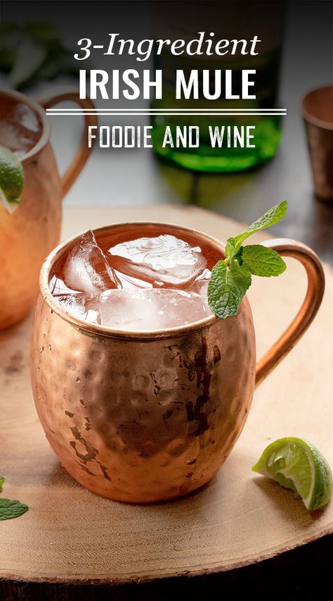 Whiskey Mule Recipe, Irish Mule Recipe, Whiskey Mule, Irish Mule, Moscow Mule Drink Recipes, Breakfast Shot, Irish Drinks, Irish Breakfast, Moscow Mule Recipe