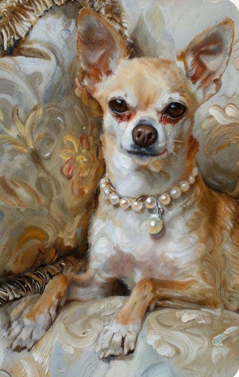 Chihuahua Dog Painting, Dog Painting Portrait, Dog Portraits Painting Oil, Chihuahua Painting, Colorful Dog Art, Dogs Images, Pet Portrait Paintings, Dog Portraits Art, Chihuahua Art