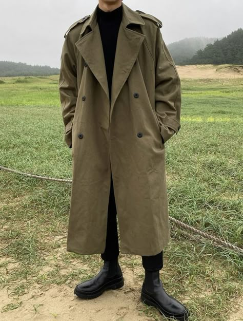 Coat Styling, Formal Fits, Clothing Aesthetics, Indie Clothing, Khaki Trench, Clothing Reference, Clothes Reference, Design Sketchbook, Beige Trench Coat