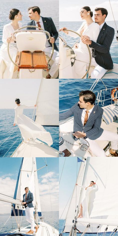 Sailboat Photoshoot, Sailing Wedding, Wedding Yacht, Sailboat Engagement, Sailboat Wedding, Yacht Wedding, Bridal Musings, Wedding Dress Shoes, Aegean Sea