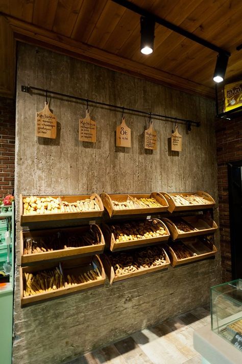 Constantinos Bikas interior designer - Kogia bakery on Behance Bread Display, Bakery Shop Design, Bakery Interior, Small Bakery, Bakery Design Interior, Bread Shop, Bakery Decor, Bakery Display, Meat Shop