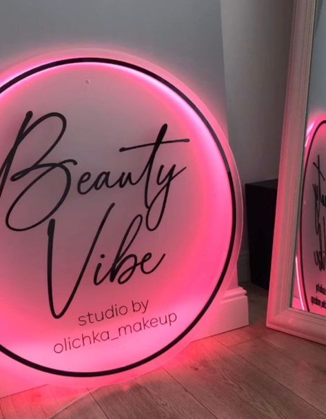 Neon Signs For Spa, Salon Suite Door Signs, Custom Hair Products, Logo On Mirror, The Beauty Room Logo, Outside Business Signs, Makeup Suite Decor, In House Salon Ideas, Salon Sign Ideas