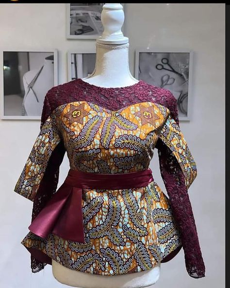 Latest Peplum Blouse Designs, Ankara Peplum Blouse, Lace Blouse Styles, Simple Dress Styles, Nigerian Outfits, Ankara Dress Designs, African Blouses, Ankara Long Gown Styles, Women Lace Blouse