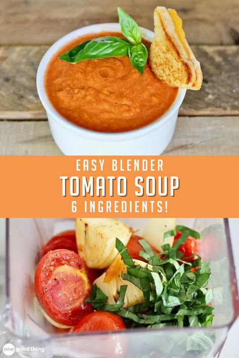 Blender Tomato Soup, Easy Winter Soup Recipes, Easy Homemade Tomato Soup, Tomato Soup From Scratch, Easy Winter Soups, Easy Tomato Soup Recipe, Blender Soup, Homemade Tomato Soup Recipe, Blender Recipe