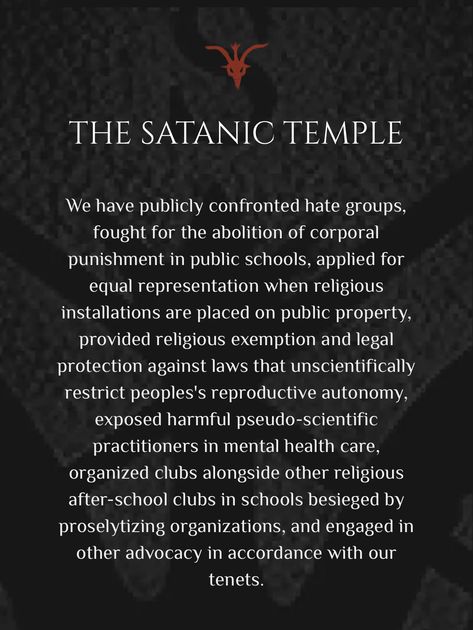 The Satanic Verses, Satanic Bible, The Satanic Temple, Satanic Temple, The Satanic Bible, After School Club, Mental Health Care, After School, Public School