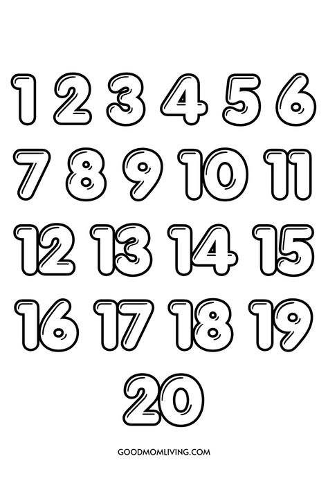 Bubble Numbers 1-20 Bubble Numbers 1-10 Font, Numbers Free Printable, Graffiti Numbers, Numbers Drawing, Font Graffiti, Bubble Numbers, Bubble Letters Alphabet, Number Printables, Letter Fonts