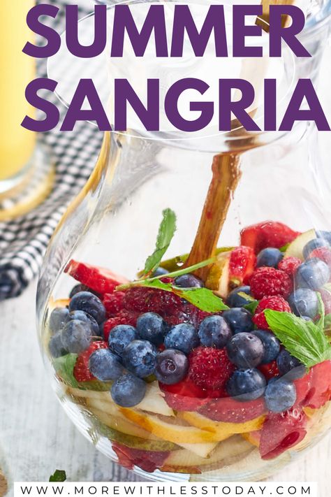 Make a pitcher of this refreshing summer sangria today! The ripe summer fruits are perfect to add to your pitcher.