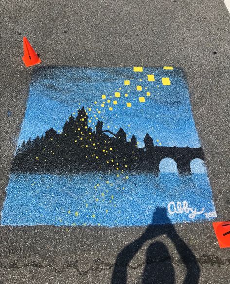 Senior Parking Spaces Sunset, Tangled Parking Spot Painting, Senior Ceiling Tile Ideas Art, Senior Ceiling Tiles, Tangled Parking Spot, Ceiling Tile Painting Ideas School, Parking Spot Painting, Spot Painting, Senior Szn