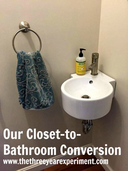 Closet Bathroom Conversion, Half Bath Conversion To Full Bath, Turn A Closet Into A Bathroom, Turning Closet Into Bathroom, Closet Into Half Bath, Turning A Closet Into A Bathroom, Closet Into Powder Room, Closet Powder Room Conversion, Closet Turned Into Bathroom