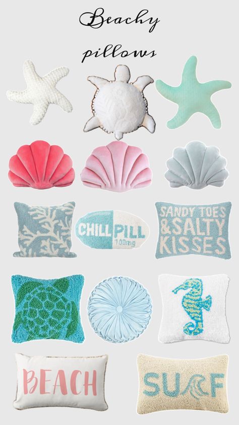 Beachy Pillows, Ocean Room Decor, Beachy Room Decor, Summer Room Decor, Room Wishlist, Preppy Bedroom Decor, Beach Room Decor, Beachy Room, Coastal Room