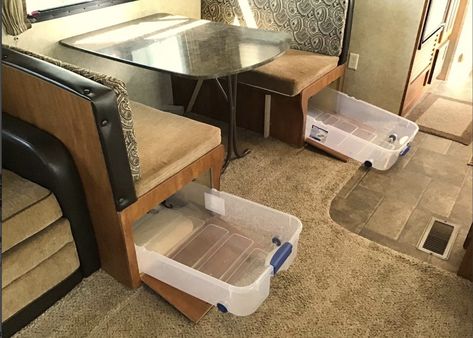 Camping Storage Ideas, Camper Storage Ideas Travel Trailers, Camper Organization Rv Living, Camper Organization Travel Trailers, Motorhome Remodel, Glamper Camper, Camper Trailer Remodel, Camper Organization, Vintage Camper Remodel