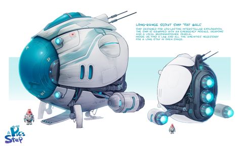 ArtStation - A Pig's Step - Scout Ship Development Space Craft Concept Art, Stylized Spaceship, Futuristic Spaceship Concept Art, Cartoon Spaceship, Retro Scifi, Futuristic Tech, Space Ships Concept, A Place To Call Home, Starship Concept