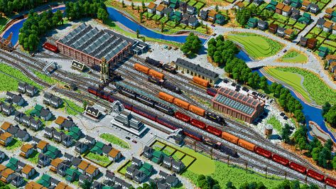 Minecraft Train, White Victorian House, Minecraft Create, Minecraft Steampunk, Steampunk City, Train Station Architecture, Minecraft Structures, Minecraft Bedroom, Minecraft City