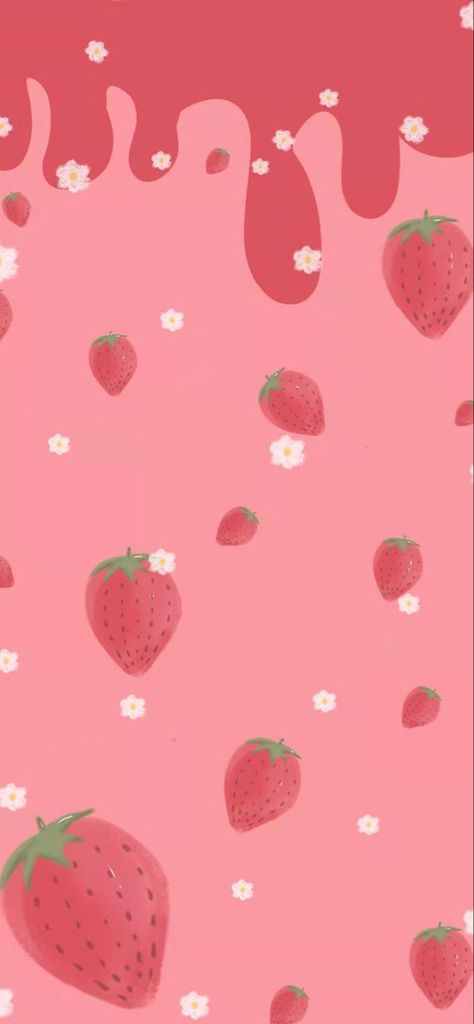 Strawberry Wallpaper, Pink Wallpaper Desktop, Strawberry Background, Wallpapers Pink, Cute Pink Background, Wallpaper Estetika, Wallpaper Homescreen, Pink Wallpaper Backgrounds, Iphone Wallpaper Kawaii