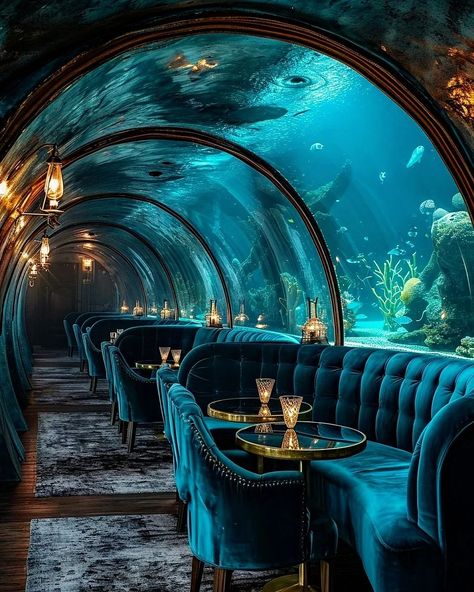 Mythical Backgrounds, Speakeasy Lounge, Venue Aesthetic, Fear Inoculum, Cafe Bar Interior, Underwater Room, Underwater Hotel, Underwater Restaurant, Store Aesthetic