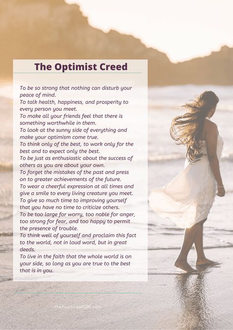 Unlock Your Positive Thinking With The Optimist Creed - Free printable The Optimist Creed, Optimist Creed, Life Affirmations, Success Meaning, You Promised, Trust The Process, Interesting Facts, Email Address, Peace Of Mind