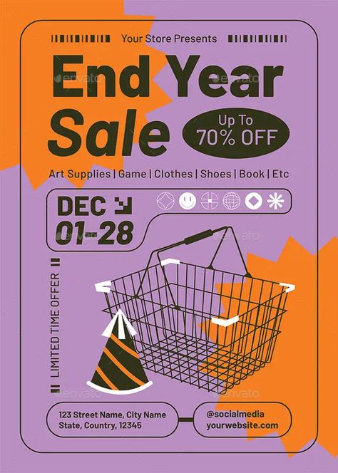 Check out this amazing End Year Sale Flyer Template for any kind of ecommerce and shop sales! - Black Friday Sale Flyer, Business Flyer, E-Commerce Flyer, Flyer Templates, Shops/Boutiques Flyer, Typo Flyer - #BlackFridaySaleFlyer, #BusinessFlyer, #ECommerceFlyer, #FlyerTemplates, #Shops/BoutiquesFlyer, #TypoFlyer - Discount Flyer Design, Sale Advertising Design, E Flyer Design, Sales Flyer Design, Crochet Workshop, Black Friday Sale Flyer, Advertising Flyers, Inside Shop, Black Friday Sales