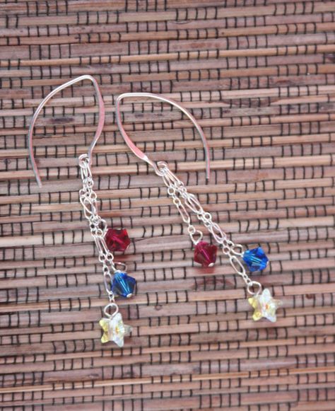 July 4th Jewelry, 4th Of July Jewelry Ideas, 4th Of July Earrings Diy, July 4th Earrings, Jubilee Crafts, Fourth Of July Jewelry, Fourth Of July Earrings, 4th Of July Jewelry, Queen Jubilee