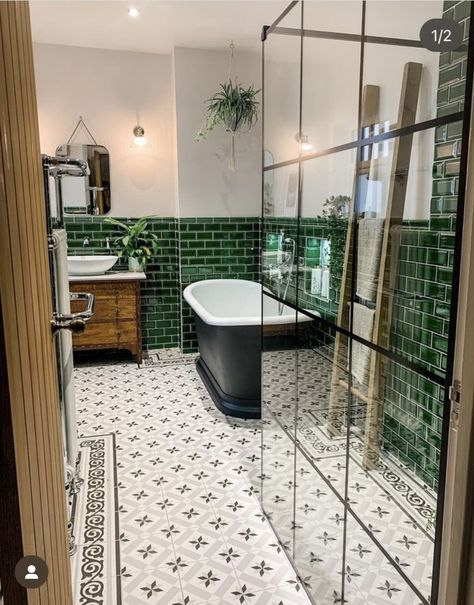 Edwardian Bathroom, Timeless Bathroom Design, Green Tile Bathroom, New House Bathroom, Timeless Bathroom, Victorian Bathroom, Cottage Bathroom, Bathroom Design Inspiration, Bathroom Design Decor