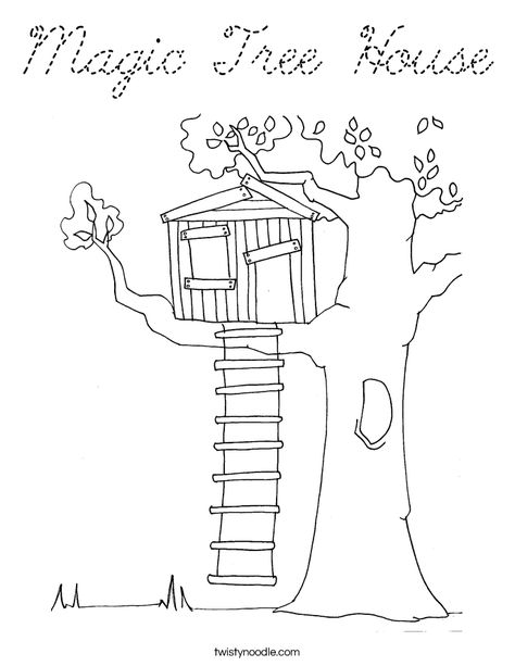 Applique Pictures, Magic Tree House Activities, Tree House Drawing, Magic Tree House Books, Coloring Pages Nature, Magic Tree House, Tree House Plans, House Cartoon, House Colouring Pages