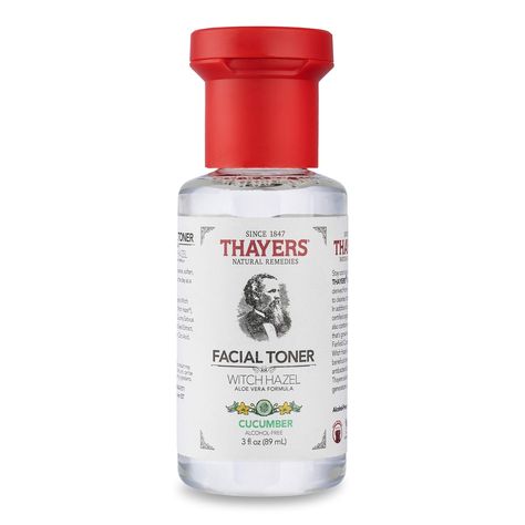 THAYERS Alcohol-Free Witch Hazel Facial Toner with Aloe Vera, Cucumber, Trial Size, 3 Ounce Cucumber Facial, Thayers Witch Hazel, Witch Hazel Toner, Dry Skin Care, Kevyn Aucoin, Skin Toner, Facial Mist, Toner For Face, Facial Toner