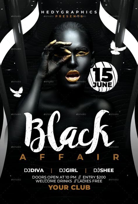 Black Affair Flyer Black Flyer Design, All Black Party, Graphic Design Freebies, Easy Cartoon, Graphic Design Images, Easy Cartoon Drawings, Graphic Design Flyer, Flyer Ideas, Flyer And Poster Design