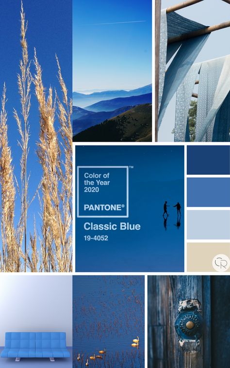 Mood board inspired by Pantone Color of the Year 2020 Classic Blue. Pantone Cobalt Blue, Pantone Chambray Blue, Pantone Color Bluing, Elemental Blue Pantone, Pantone Tcx Blue, Pantone Color Of The Year, Colour Inspiration, Color Of The Year, Classic Blue