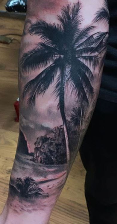 Palm Tree Tattoos, Tree Sleeve Tattoo, Tree Tattoo Forearm, Tree Tattoo Arm, Tropical Tattoo, Girls Tattoos, See Tattoo, Wolf Tattoo Sleeve, Tattoo Me