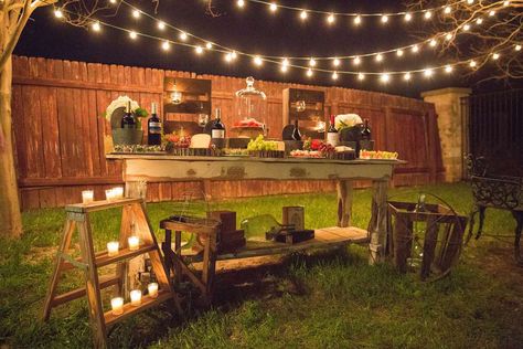 Rustic Outdoor Birthday Party Ideas | Photo 1 of 20 Rustic Theme Birthday Party For Men, Rustic Party Decor Birthday Men, Country 40th Birthday Party Ideas, Backyard Bbq 40th Birthday, 40th Birthday Rustic Theme, Outdoor Birthday Party Ideas, Outdoor Birthday Party, Rustic Birthday Parties, Party Stations