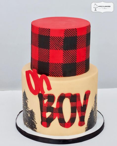 Buffalo Plaid Baby Shower Cake Lovely & Amazing Cakes Lumberjack Baby Shower Cake, Bos Baby, Lumberjack Theme, Plaid Baby Shower, Lumberjack Birthday Party, Baby Shower Cake Decorations, Lumberjack Baby Shower, Lumberjack Baby, Lumber Jack