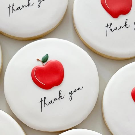 Teachers Cookies Decorated, Teacher Sugar Cookies Gift Ideas, Thank You Cookies For Teachers, Teacher Christmas Cookies, Thank You Sugar Cookies, September Cookies, Thank You Cookies Decorated, Teacher Cookies Decorated, Teacher Appreciation Sugar Cookies