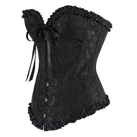 frawirshau Women's Lace Up Boned Overbust Corset Bustier Bodyshaper Top at Amazon Women’s Clothing store: Plus Size Steampunk, Halloween Corset, Corset Steampunk, Mode Steampunk, Bustier Lingerie, Victorian Corset, White Corset Top, Green Corset, Blue Corset