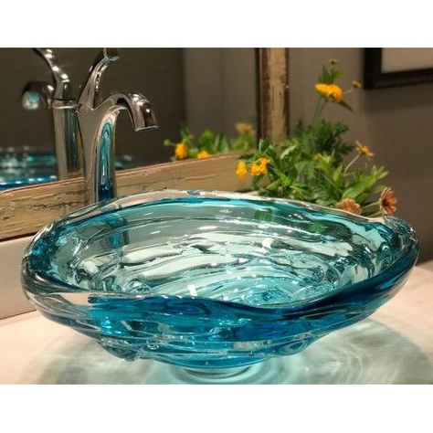 Water Bowl Glass Vessel Sinks Bathroom Sink Bowl, Glass Bowl Sink, Rangement Art, Bathroom Sink Bowls, Sink Bowl, Glass Vessel Sinks, Glass Sink, Bowl Sink, Glass Bathroom