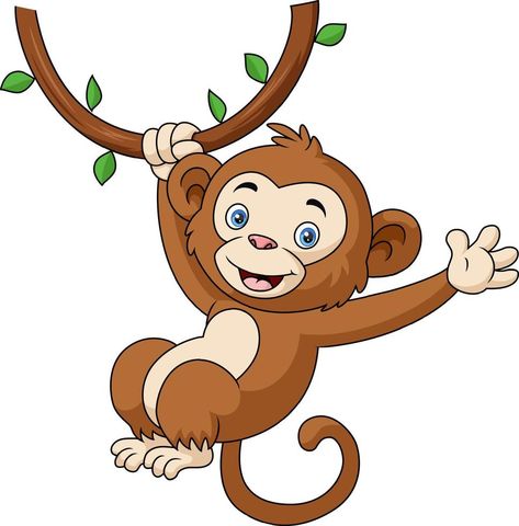 Cute Monkey Cartoon, Monkey Images, Monkey Cartoon, Monkey Drawing, Branch Vector, Cartoon Monkey, Pet Monkey, Tree Images, Cute Monkey