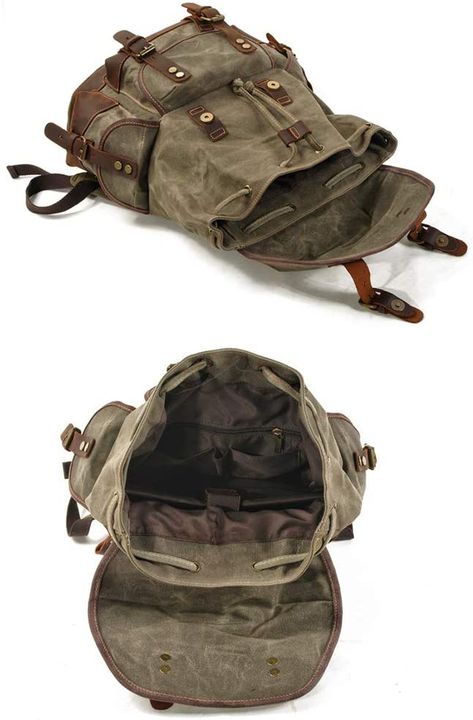 Vintage Waxed Canvas Backpack For Daily Use, Vintage Canvas Adventure Bags, Vintage Adventure Bags With Leather Backing, Vintage Waxed Canvas Backpack For Adventure, Handmade Shoes Pattern, Canvas Backpack Men, Waterproof Laptop Backpack, Waxed Canvas Backpack, Canvas Rucksack