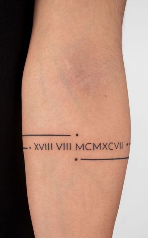 1975 Roman Numeral Tattoo, Roman Numeral 11 Tattoo, Wedding Date Tattoo Men, Roman Symbols Tattoo, Viii Tattoo, Rome Inspired Tattoos, Mens Roman Numeral Tattoo, Roman Numeral Tattoo Men, Roman Numeral Date Tattoo