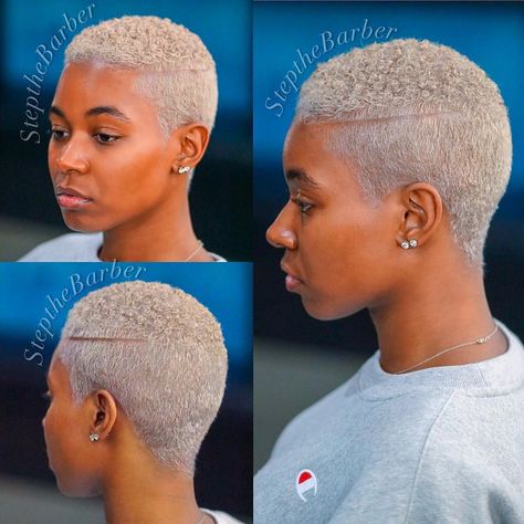 🌪🌪🌪 Storm Chaser.. No IG Bria flew in from Philly last week.. if you like, drop some 🌪’s in the comments. LUXURY LIFESTYLE!!! Fade Haircut Women, Low Cut Hairstyles, Short Platinum Blonde Hair, Short Natural Haircuts, Short Shaved Hairstyles, Twa Hairstyles, Shaved Hair Designs, Tapered Natural Hair, Natural Hair Cuts