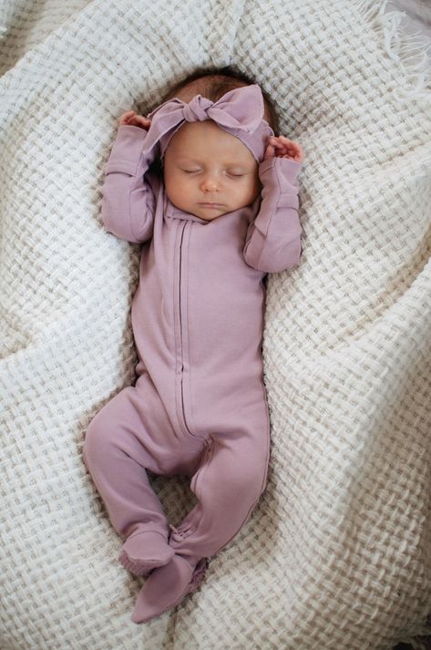 Organic Cotton 2-Way Zipper Footie in Lavender. They make for perfect baby clothes and newborn footie pajamas! #babyclothes #babyfashion #organicbabyclothes #babyphotography #babypajama Baby Sleeper, Newborn Photo Outfits, Baby Shower Gift Basket, Baby Sleepers, Going Home Outfit, Lovey Blanket, Take Home Outfit, Footie Pajama, Organic Baby Clothes