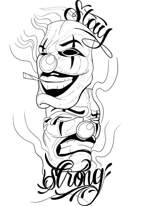 Latest Tattoo Design, Hipster Drawings, Clown Tattoo, Money Tattoo, Chicano Style Tattoo, Tattoo Outline Drawing, Chicano Tattoos, Chicano Art Tattoos, Geniale Tattoos