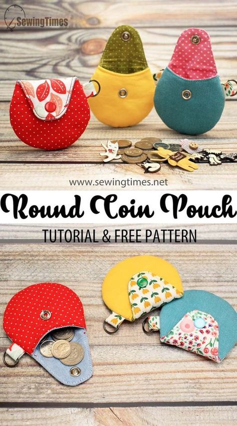 Diy Fabric Purses, Pig Bag, Mini Coin Pouch, Diy Coin Purse, Earphone Pouch, Diy Pouch, Purse Patterns Free, Round Coin Purse, Coin Purse Pattern