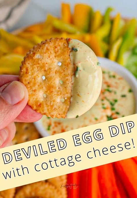 High Protein Dip, Cottage Cheese Dip Recipes, Deviled Egg Dip, Egg Dip, Protein Dip, Cottage Cheese Recipes Healthy, Classic Deviled Eggs, Cottage Cheese Dips, Cottage Cheese Eggs