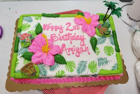 Hawaiian Sheet Cake, Dq Cakes, Hawaiian Cake, Sheet Cake Designs, Baby Moana, Cow Cakes, 10 Birthday Cake, Birthday Sheet Cakes, 42nd Birthday