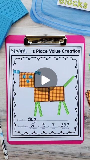 Emily Garcia | Education to the Core on Instagram: "Make Place Value FUN with this low-prep Place Value Creation Craft! 🤩  Allow your students to use their imagination while also practicing their math skills.  Students will use the base ten blocks to create their own design, then write the value of their design.  Comment CREATION for the link!" Place Value Math Project, Place Value Grade 2, Place Value Art Project 2nd Grade, Place Value Art, Ones Tens Hundreds Place Value, Place Value Lessons 2nd Grade, Place Value Craft 2nd Grade, Place Value Anchor Chart, Tens And Ones Place Value First Grade