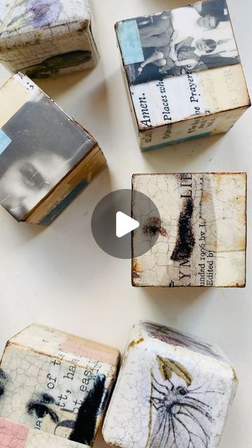 Jane Chipp. | My latest online workshop, Collage Cubes, is now open! After making 100 collaged cubes for #the100dayproject this year I received lots of... | Instagram Jane Chipp, Encaustic Photography, Mini Collage, Encaustic Technique, Encaustic Collage, Art Cube, College Ideas, Crackle Glaze, Now Open