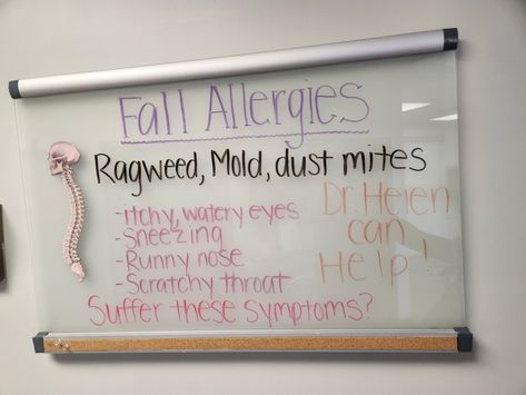 Halloween Boards, Chiro Office, Chiropractic Quotes, Fall Allergies, Scratchy Throat, Fall Boards, White Boards, Runny Nose, Dust Mites