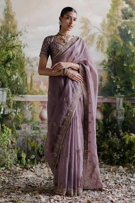 Buy Jigar Mali Collection | Lehengas, Sarees for Women Online - Aza Fashions Jigar Mali, Eye Embroidery, Purple Saree, Fashion Design Collection, Aari Embroidery, Color Violet, Indian Bridal Outfits, Dupion Silk, Stylish Sarees