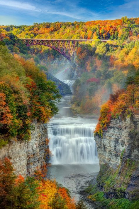 Letchworth State Park, Arch Bridge, Beautiful Places To Visit, Fall Foliage, Dream Vacations, State Park, Adventure Time, Places To See, State Parks