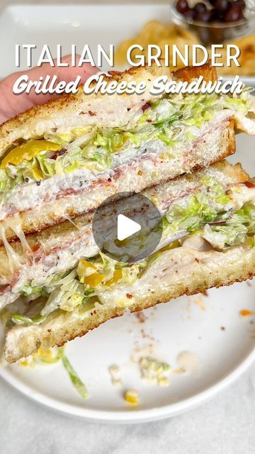 Mallory Austin | Food Blogger on Instagram: "Italian Grinder Grilled Cheese 🤌 comment ITALIAN to get this easy sandwich recipe sent straight to your inbox. Or just click the link in my bio.   I’m sure you’ve tried an Italian Grinder Sub by now (and if you haven’t you are seriously missing out). Here is my spin on this viral recipe and what we call in my house “hubby style” 😂. He loves warm melty sandwiches so there is no way he’s eating the cold version of this recipe. So I decided to turn it into a grilled cheese sandwich!   The Italian grinder salad on top is the star of this recipe and it makes it deliciously messy and loaded with over the top flavor!   #italiangrinder #grindersandwich #easymealideas #viralrecipes #grilledcheese #grilledcheesesandwich #fallrecipes" Italian Grinder Sandwich Recipes, Italian Grinder Salad, Grinder Sandwiches, Italian Sub Sandwich, Italian Grinder, Grinder Salad, Geriatric Nursing, Grinder Sandwich, Easy Sandwich